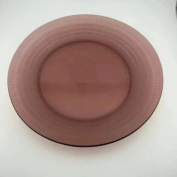 Vintage Fortecrisa Amethyst Purple Plum Glass Dinner Plates Mexico Ribbed Set/6 - Picture 9 of 15